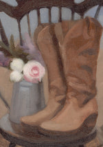 Load image into Gallery viewer, Cowboy Boots Art on a Country Chair
