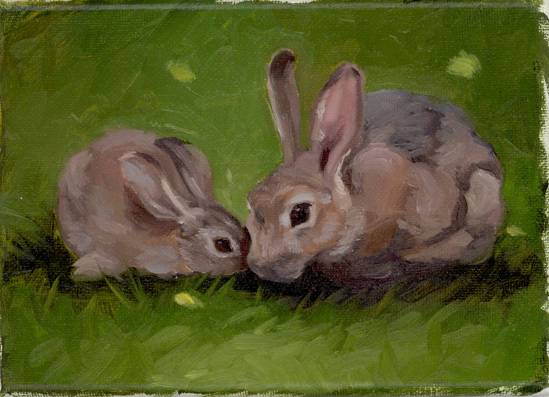 Bunnies in the Grass Paintings